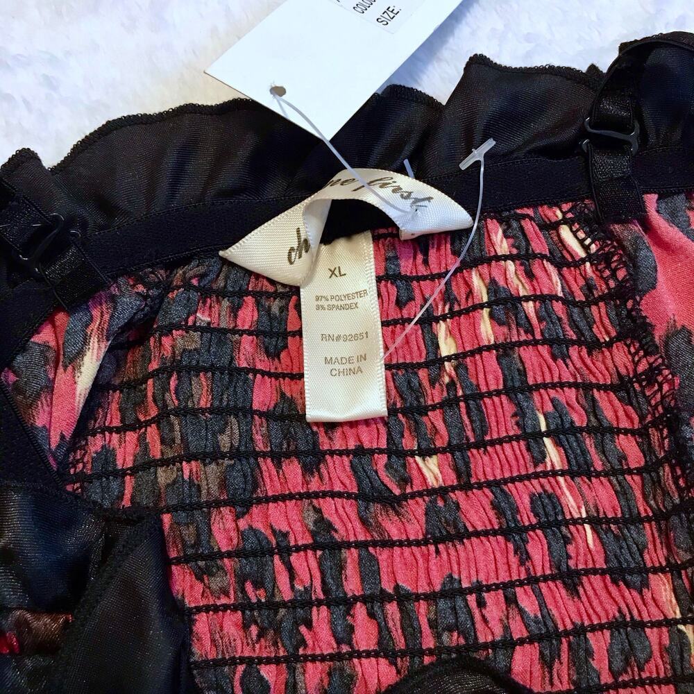 Check Me First NWT Red, Black and Beige Leopard Print Bustier Women XL - Picture 11 of 13